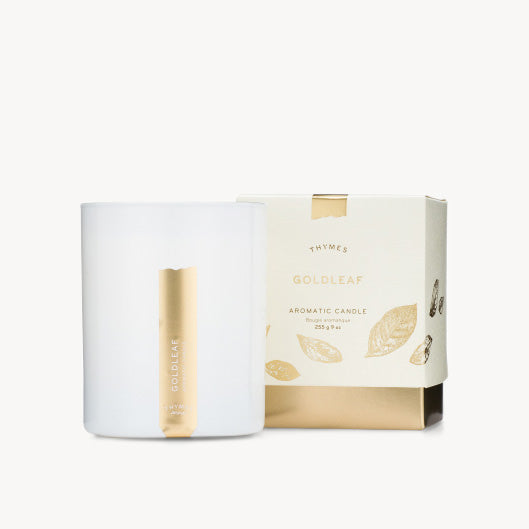 The expertly crafted Goldleaf Candle brings forth rich light and a luxurious fragrance to elevate your surroundings. 