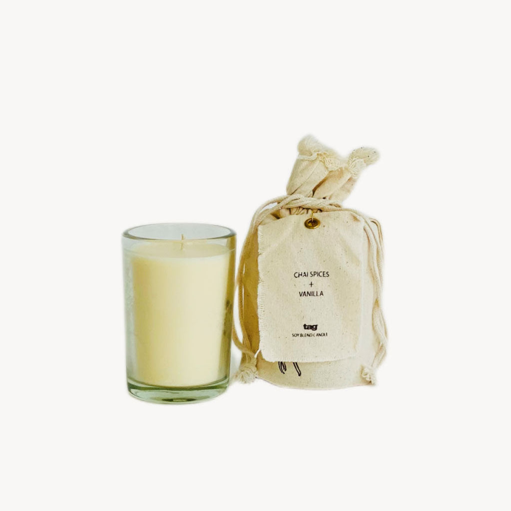 This candle is the perfect go-to gift for the eco-friendly friend or family member! It is accented with unique fragrances and a cotton wick. It is placed inside of a light canvas bag.